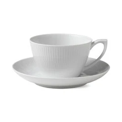 Royal Copenhagen White Fluted Theekop Met Schotel