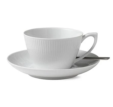 Royal Copenhagen White Fluted Theekop Met Schotel - Afbeelding 2