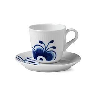 Royal Copenhagen Blue Fluted Mega Espresso Kop Met Schotel