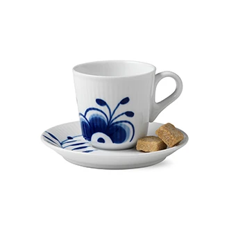 Royal Copenhagen Blue Fluted Mega Espresso Kop Met Schotel - Afbeelding 2